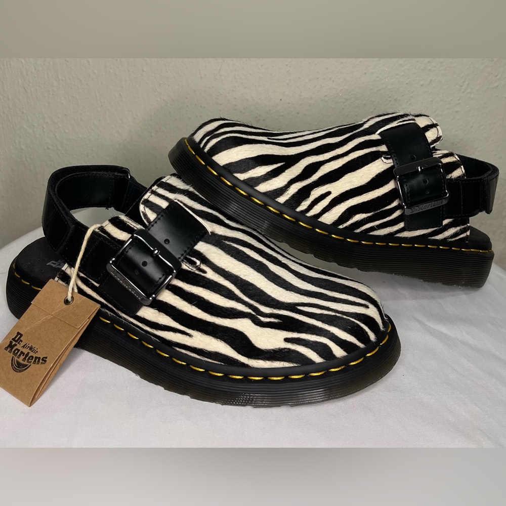 NEW RARE Dr Martens Zebra Mules Fisherman Clogs Mary Jane sz 11